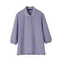 ケアファッション 7分袖後ろ長め脇テープポロシャツ　98440-21　パープル　M～L 4580625319870 1枚（直送品）