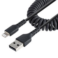 Startech.com 高耐久Lightning-USB-Aケーブル 1m コイル(伸縮)型/ブラック/アラミド繊維補強/MFi認証 RUSB2ALT1MBC