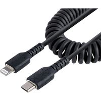 高耐久Lightning-USB-Cケーブル コイル（伸縮）型/ブラック/アラミド繊維補強/MFi認証 RUSB2CLT