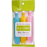 サンフレイムジャパン チューブのり　60g　3本　ピンク・イエロー・ブルー 500-2771 1セット（30個:3本×10）（直送品）