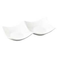 陶雅 薬味皿 白磁石目型2連皿(大) [3個入] tga-4318-075（直送品）