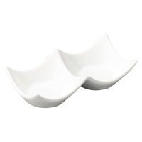 陶雅 薬味皿 白磁石目型2連皿(小) [4個入] tga-4318-076（直送品）
