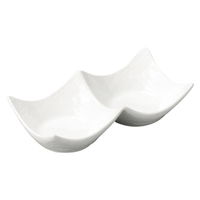 陶雅 薬味皿 白磁石目型豆2連皿 [7個入] tga-4318-101（直送品）