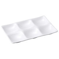 陶雅 ランチプレート (Ｍ)25cm長角6点プレート(裏白ＯＭ) 白 [3個入] tga-8118-061（直送品）