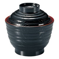 陶雅 汁椀 (TA)耐熱3.5乱引木目小吸椀 黒内朱 [5個入] tga-8118-633（直送品）