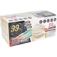 高機能99％カット カラー不織布マスク ふつうサイズ ベージュ 50枚入　1箱(50枚入)×10セット ヒロ・コーポレーション（直送品）
