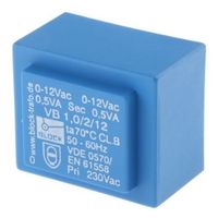 BLOCK 基板実装用トランス 一次側:230V ac 二次側:12V 定格電力:1VA， VB 1.0/2/12 出力数:2 1個（直送品）