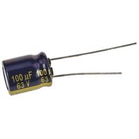 パナソニック Panasonic コンデンサ 100μF， ，63V dc， EEUFC1J101B 1ロット(5個)（直送品）
