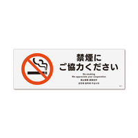 KALBAS　標識 禁煙に ステッカー強粘 140×50mm 5枚入 KFK8017　1セット(5枚）（直送品）