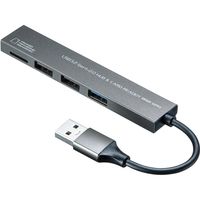 サンワサプライ USB 3.2 Gen1+USB2.0 コンボ　スリムハブ(カードリーダー付き） USB-3HC319S 1個