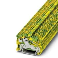 Phoenix Contact 接地端子台， プッシュイン， 3極， 緑 / 黄 3214725 1ロット(50個)（直送品）