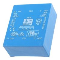 基板実装用トランス 一次側:115V ac， 230V ac 二次側:15V 定格電力:18VA， FL 18/15 出力数:2 1個（直送品）