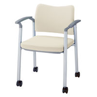 ライオン事務器 ミーティングチェア セパレートバック キャスター付4本脚 肘付 サンドベージュ 1脚（直送品）