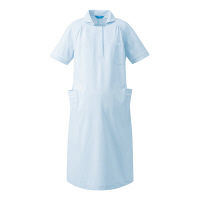 KAZEN マタニティワンピース半袖 医療白衣 サックスxホワイト L 176-21（直送品）