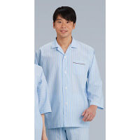 KAZEN 患者衣パジャマ型 （検査着 検診衣） サックス L 218-98（直送品）