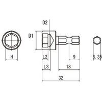 近江精機 近江 六角6.35 溝9差込 コーナードライバー用 ボックスビット H9 全長32 V17B-H9-32 1セット(10本)（直送品）