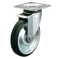 プレート式 自在 キャスター ゴム 車輪径200mm SILENTタイプ JF型 取付寸法115×115(105×105) WFJF-200（直送品）