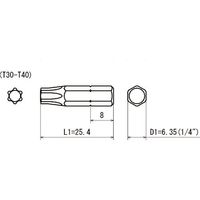 近江精機 近江 6.35六角シャンクへクスウェーブビット T30 全長25.4 V27T-T30-25.4 1セット(10本)（直送品）