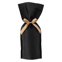 ヘッズ 不織布リボン付ワインバッグ/ブラック 100枚（10枚×10セット）