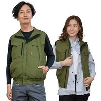 岡潮 空調ベスト(ウェアのみ)日本製生地使用 20226 グリーン×ブラック3L 20226N-3L 1着 536-0512（直送品）