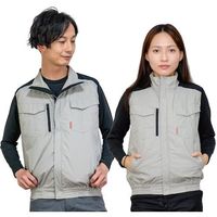 岡潮 空調ベスト(ウェアのみ)日本製生地使用 20225 ライトグレー×ブラック5L 20225N-5L 1着 536-0524（直送品）