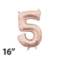 Amscan 37490<16.ナンバー 5 ローズゴールドバルーン 数字 風船 0203670215 1パック(1枚入)（直送品）