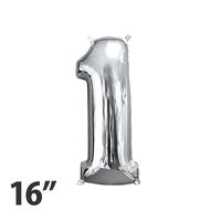 Amscan 33076<16.ナンバー 1 シルバーバルーン 数字 風船 0203670231 1パック(1枚入)（直送品）