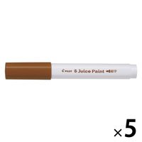 パイロット 水性マーカー ジュースペイント 細字丸芯 ブラウン SJP-20F-BN 1セット(1本×5)