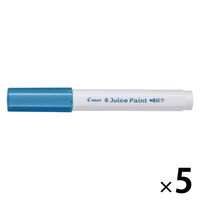 パイロット 水性マーカー ジュースペイント 細字丸芯 メタリックブルー SJP-20F-ML 1セット(1本×5)