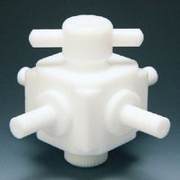 フロンケミカル フッ素樹脂(PTFE)四方バルブ枝タイプ 8φ NR0031-002 1個 734-5038（直送品）