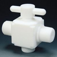 フロンケミカル フッ素樹脂(PTFE)二方バルブ両オスタイプ R1/2 NR1303-003 1個 735-2972（直送品）