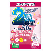 カミ商事 エルモア ピコ 2倍巻 12ロール ピンクダブル2枚重ね 50M 4971633163171 1セット(12巻×6点)（直送品）