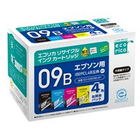 エコリカ エプソン（EPSON）用 リサイクルインク ECI-EIB09B-4P 4色パック IB09CL4B対応 1箱