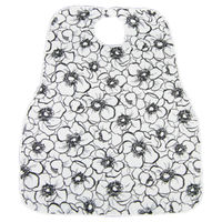 松本ナース産業 食事用エプロン 介護用 (フラワー柄) ブラック 400-02 1枚 23-6296-00-01