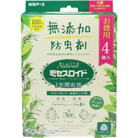 白元アース ナチュラル ミセスロイド クローゼット・洋服ダンス用 無添加防虫剤 1年間有効 1箱(4個入)（直送品）