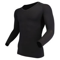 おたふく手袋 BT冷感・消臭パワーストレッチ ロングスリーブ Vネックシャツ ブラック S JW-639 1枚（直送品）