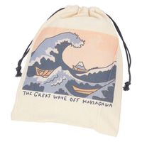 （世界の名作）巾着ポーチ（L） 神奈川沖浪裏 LAKOLE/ラコレ