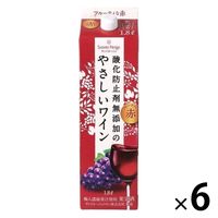 サントネージュ 酸化防止剤無添加のやさしいワイン 赤ワイン　ミディアムボディ 1.8L パック 1セット（1本×6） ワイン