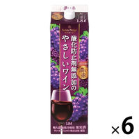 サントネージュ 酸化防止剤無添加のやさしいワイン 濃い赤 赤ワイン　やや甘口　1.8L パック 1セット（1本×6）