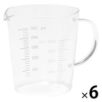 無印良品 耐熱ガラス メジャーカップ 500mL 約直径10.5×高さ12cm 1セット（1個×6） 良品計画