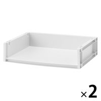 無印良品 再生ポリプロピレン入り 収納ラック 小 ホワイトグレー 約幅37×奥行26×高さ9cm 1セット（1個×2） 良品計画