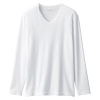 【メンズ】無印良品 紳士 あったか綿 Vネック長袖Tシャツ 紳士S 白 良品計画