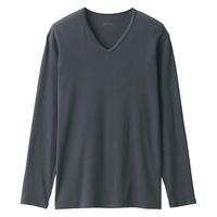 【メンズ】無印良品 紳士 あったか綿 Vネック長袖Tシャツ 紳士M ダークグレー 良品計画