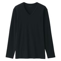 【メンズ】無印良品 紳士 あったか綿 Vネック長袖Tシャツ 紳士XL 黒 良品計画