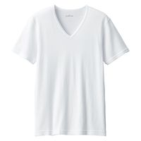 【メンズ】無印良品 紳士 あったか綿 Vネック半袖Tシャツ 紳士S 白 良品計画