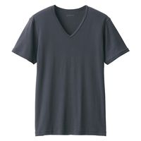 【メンズ】無印良品 紳士 あったか綿 Vネック半袖Tシャツ 紳士S ダークグレー 良品計画