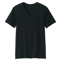 【メンズ】無印良品 紳士 あったか綿 Vネック半袖Tシャツ 紳士S 黒 良品計画