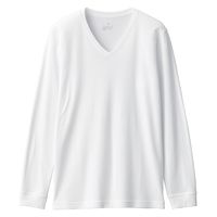【メンズ】無印良品 紳士 あったか綿 厚手 Vネック長袖Tシャツ 紳士S 白 良品計画