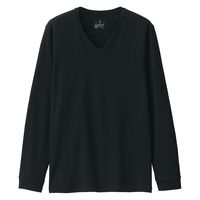 【メンズ】無印良品 紳士 あったか綿 厚手 Vネック長袖Tシャツ 紳士M 黒 良品計画