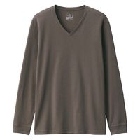 【メンズ】無印良品 紳士 あったか綿 厚手 Vネック長袖Tシャツ 紳士M カーキ 良品計画